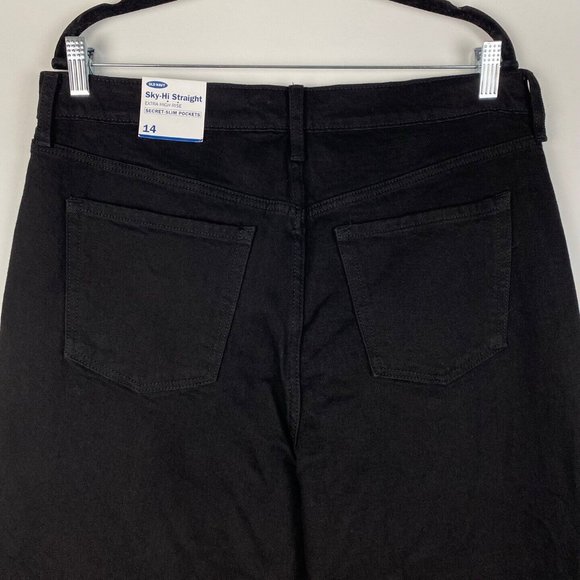 Old Navy Extra High Rise Sky-Hi Straight Jeans Jean Size Plus Size 28 NWT Black - Picture 6 of 11